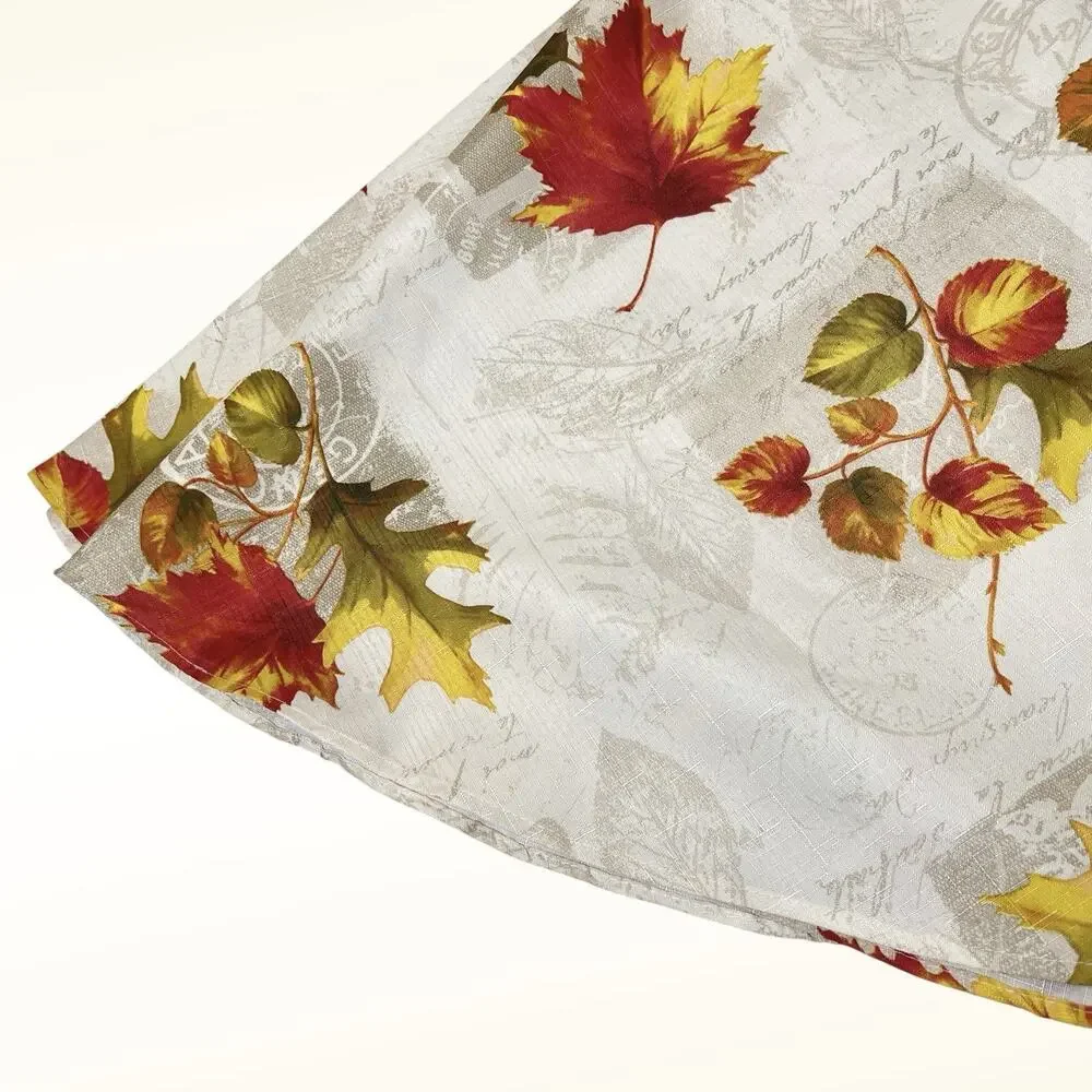 Round Tablecloth Fall Leaves Colorful Harvest Autumn Polyester Cottage Decor 69